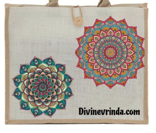Mandala Designed Jute Hand Bag - Image 3