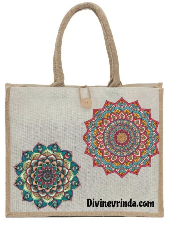 Mandala Designed Jute Hand Bag - Image 2