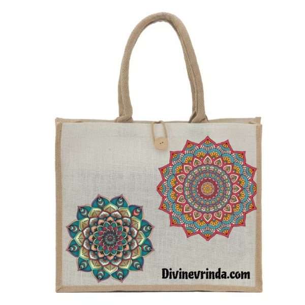 Mandala Designed Jute Hand Bag