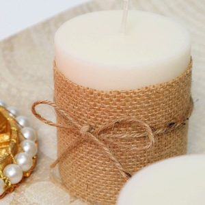 Candle With Jute Roll Ribbon (Per piece)