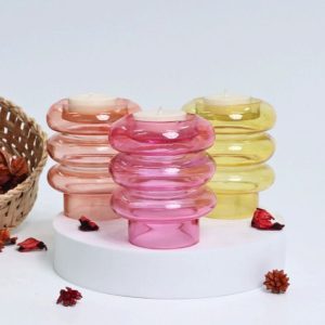 Ripple Glass Candle With Holder(Per piece)
