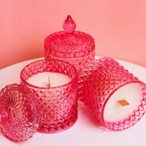 Diamond Cut Glass Scented Candle Jars / Candle Holders (Per piece)