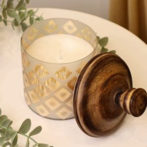 Scented Jar Candle with Smooth Wooden Lid (Per piece)