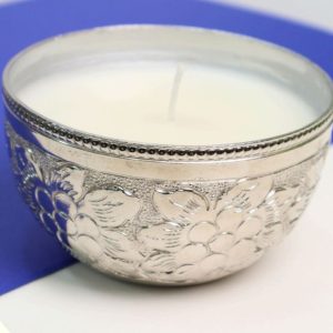 Silver Flower Metal Jar Candle (Per piece)