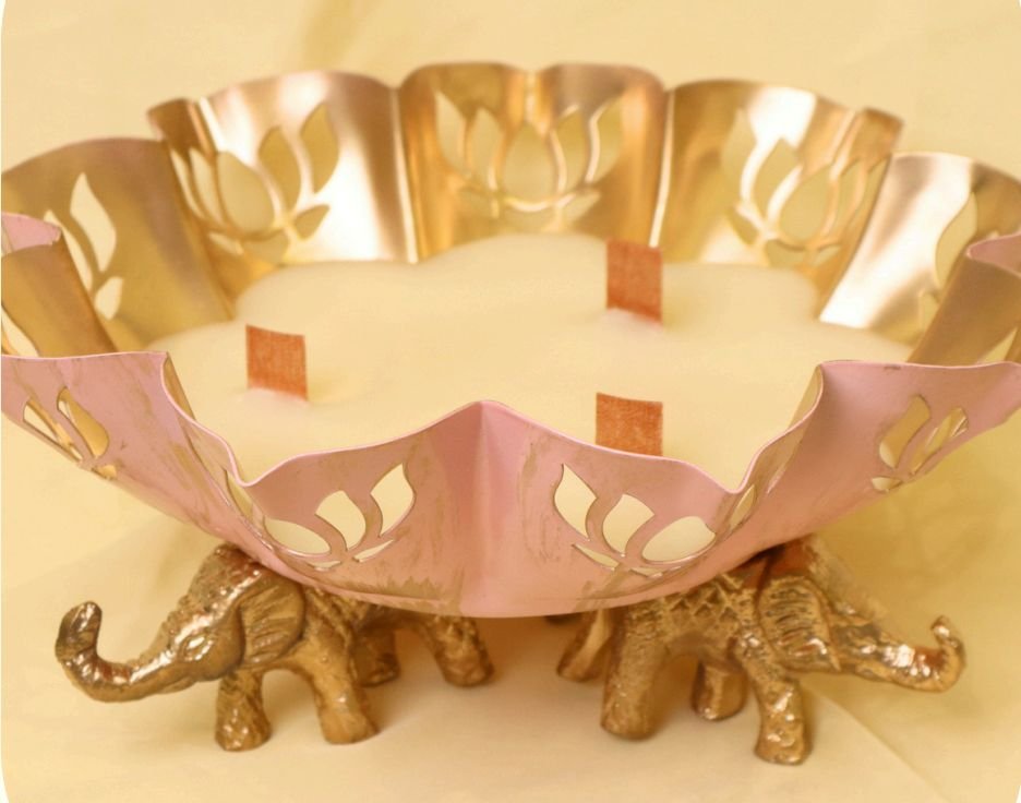 Lotus Cut Urli Candle With Elephant Legs (Per piece)