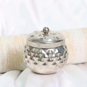 Diamond Cut Metal Jar Candle with Lid (Per piece)