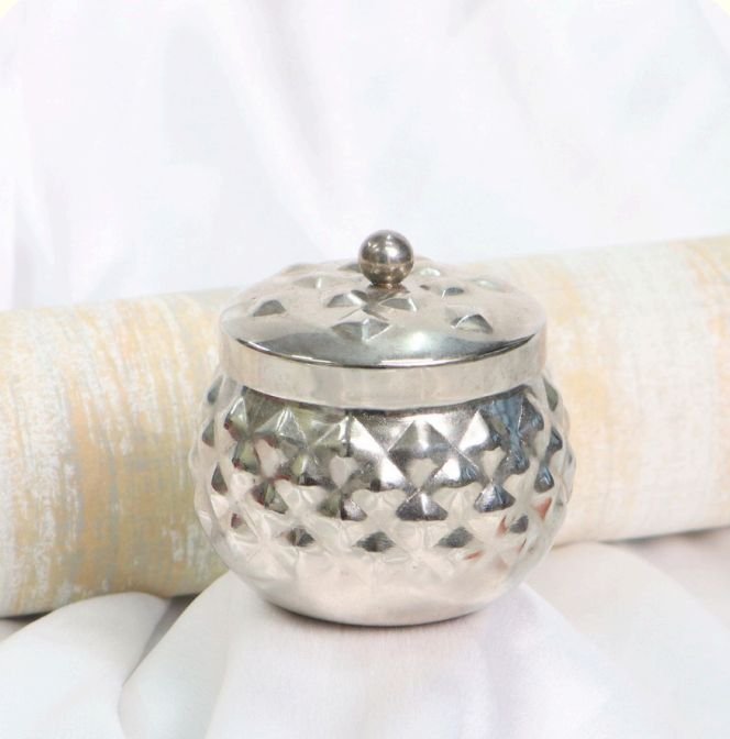 Diamond Cut Metal Jar Candle with Lid (Per piece)