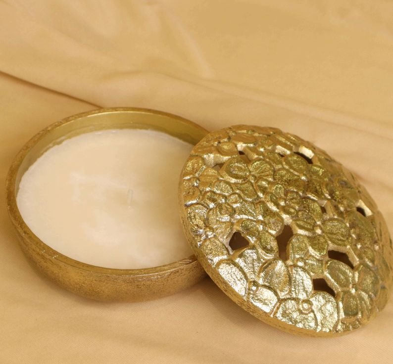 Gold Floral Lid Candle /Jar (Per piece)