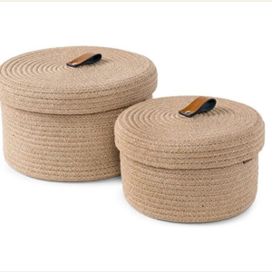 Rope Gift Jute Basket with Lid